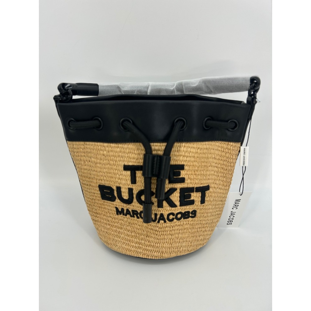 "NWT" Marc Jacobs The Woven Straw Bucket Bag- Leather Shoulder Bag- Luxury - Picture 3 of 12
